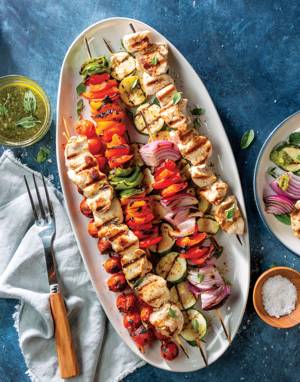 Grilled Vegetable and Chicken Kabobs